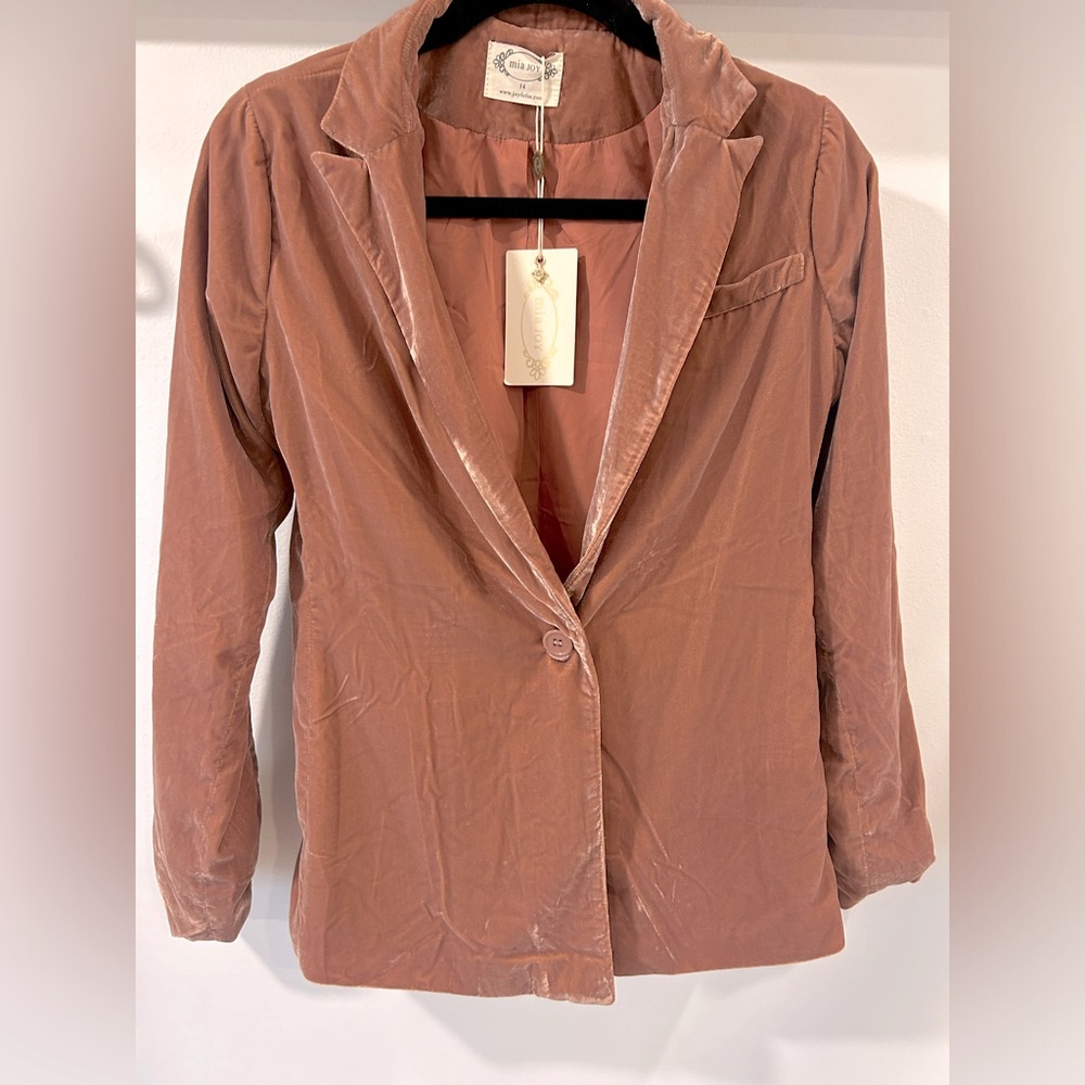 Joyfolie Mia Joy Pink Velvet Jacket Size 14 Girls Bohemian Blazer